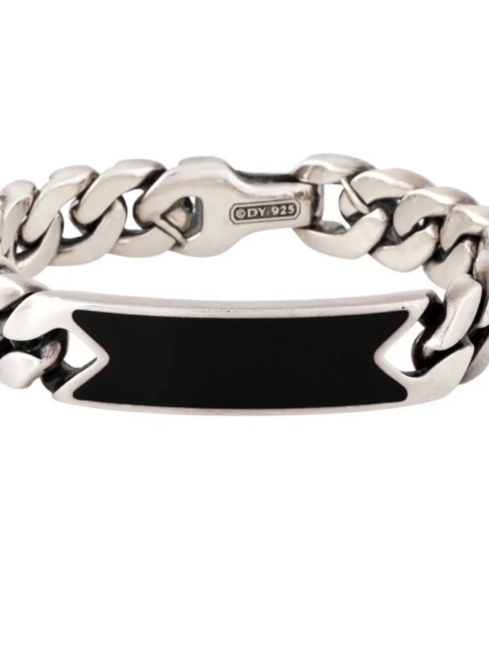DAVID YURMAN STERLING SILVER 925 ONYX CURB CHAIN ID BRACELET
